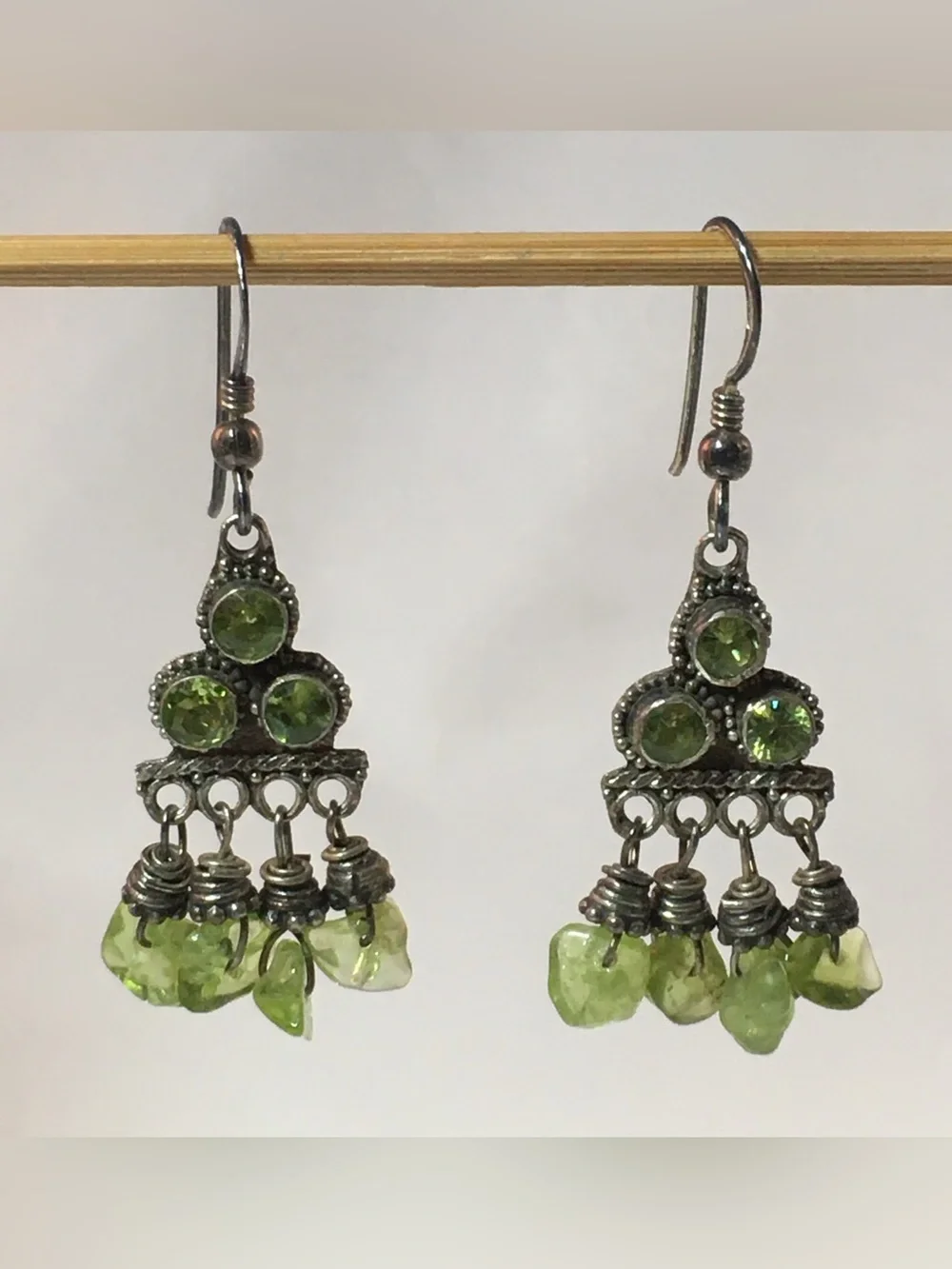 Peridot Green Gemstone Dangle Earrings